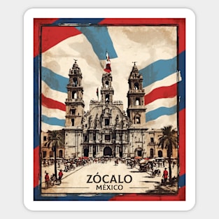 Zócalo de Mexico Vintage Poster Tourism Sticker